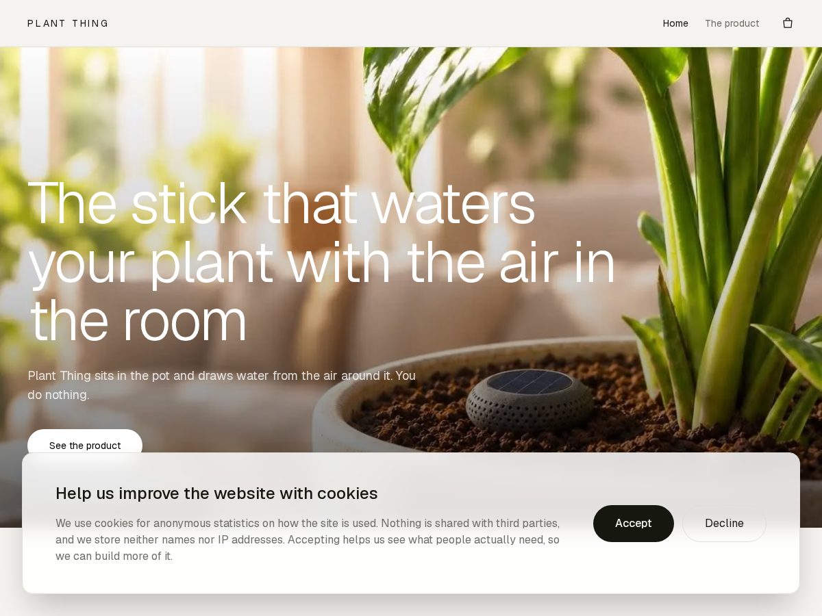 Landing-page snapshot of plantthing.shop