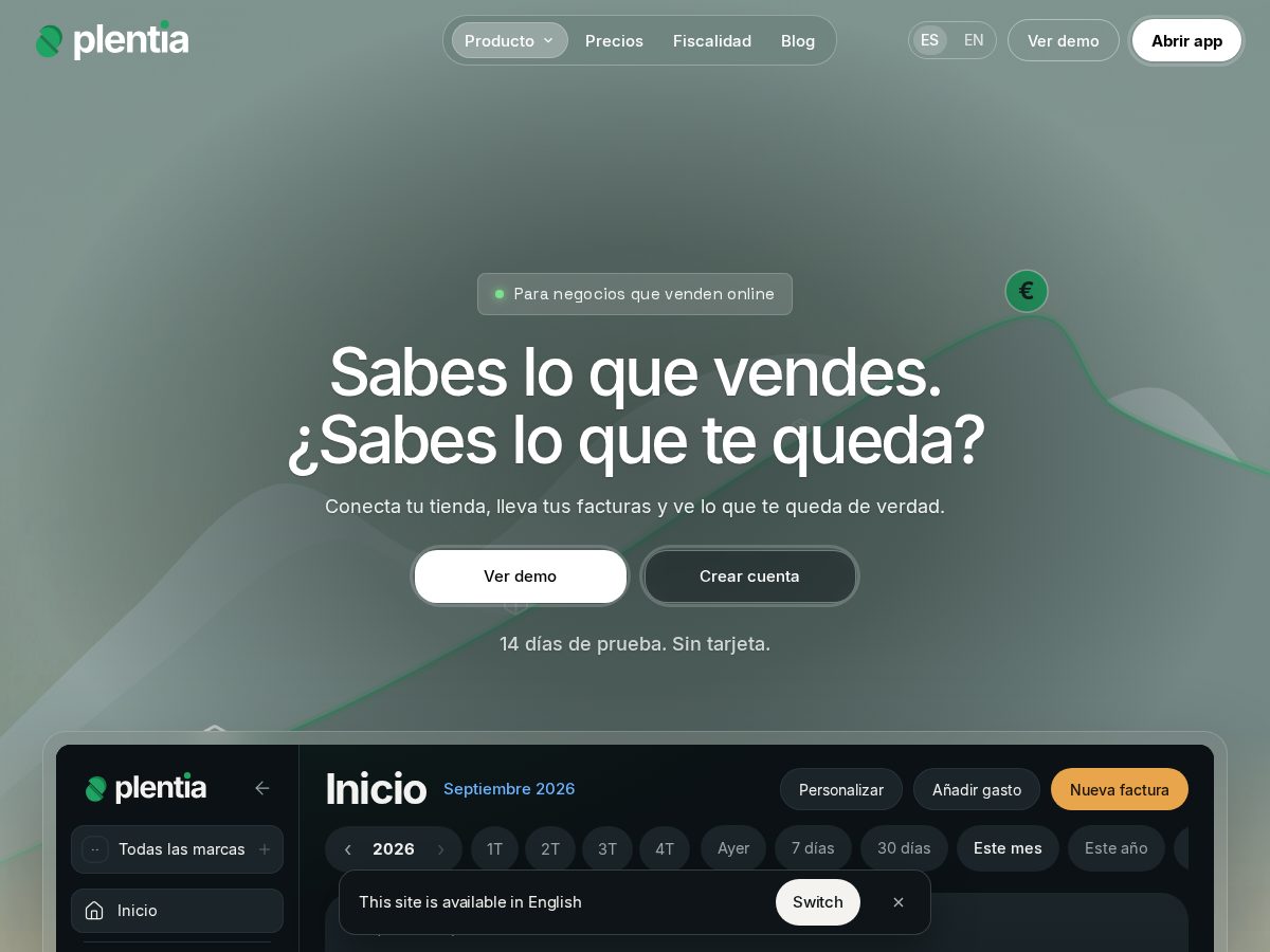 Landing-page snapshot of plentia.app