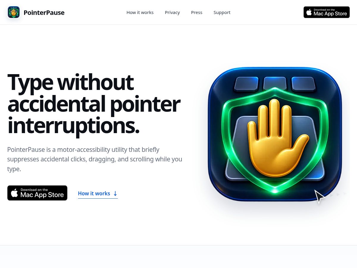 Landing-page snapshot of pointerpause.com