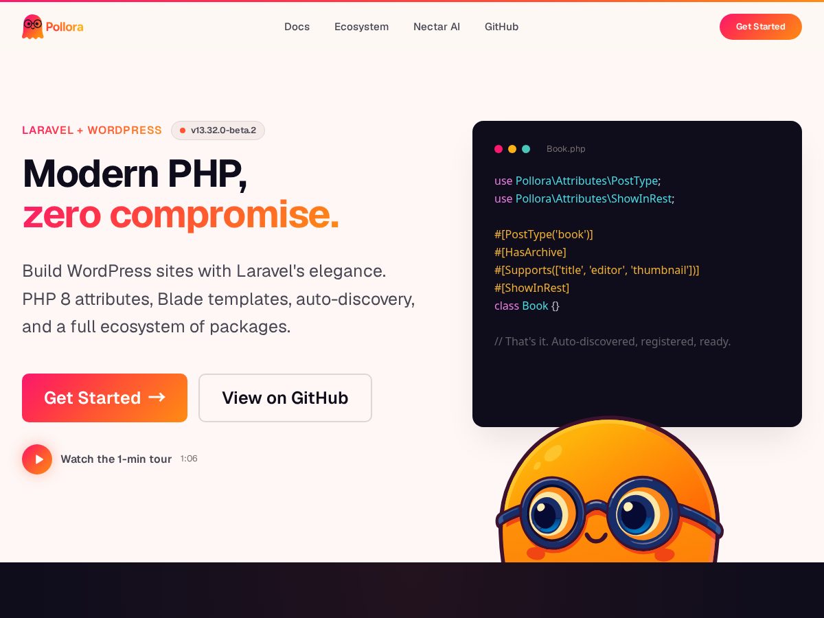 Landing-page snapshot of pollora.dev