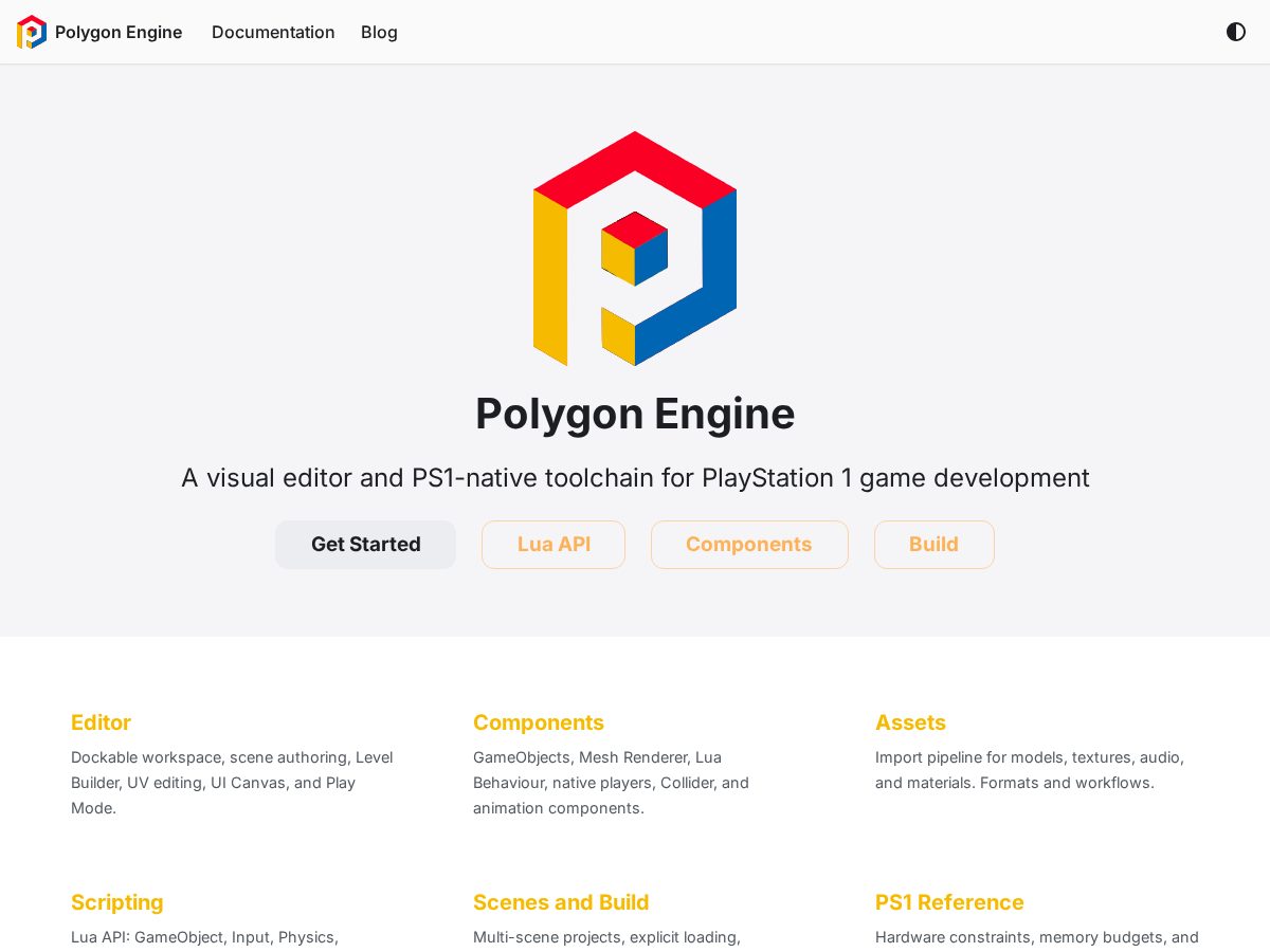 Landing-page snapshot of polygonengine.com