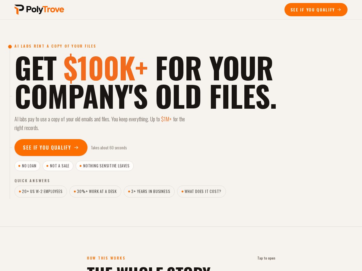 Landing-page snapshot of polytrove.com