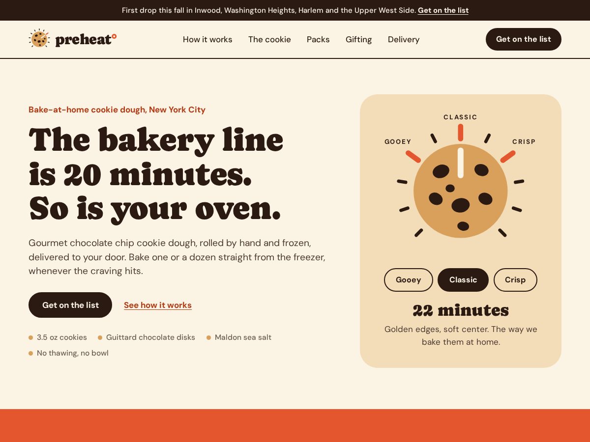 Landing-page snapshot of preheatcookies.com