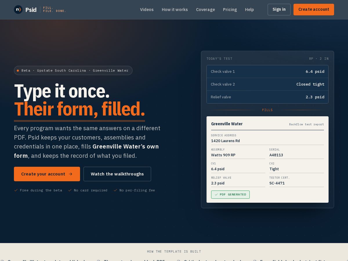 Landing-page snapshot of psid.app