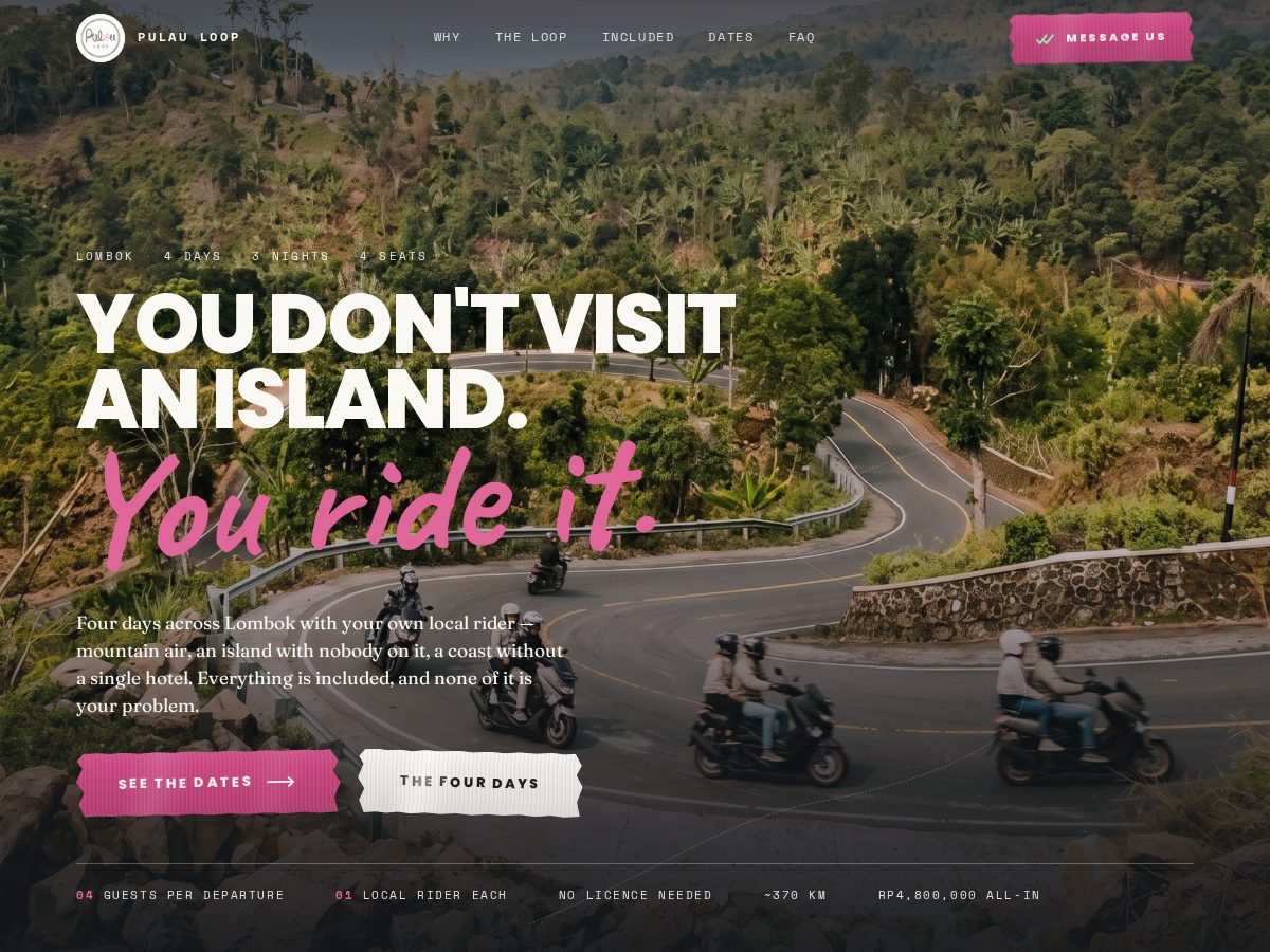 Landing-page snapshot of pulauloop.com