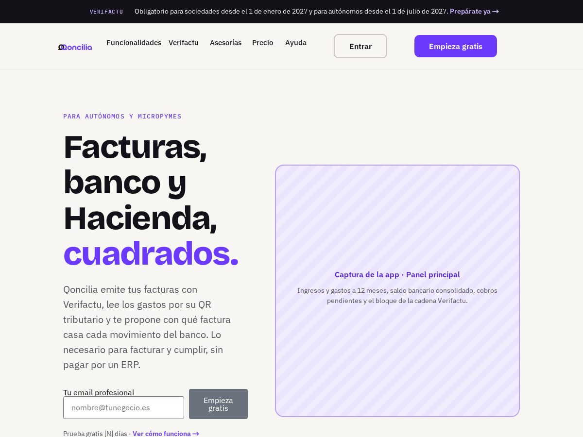 Landing-page snapshot of qoncilia.com
