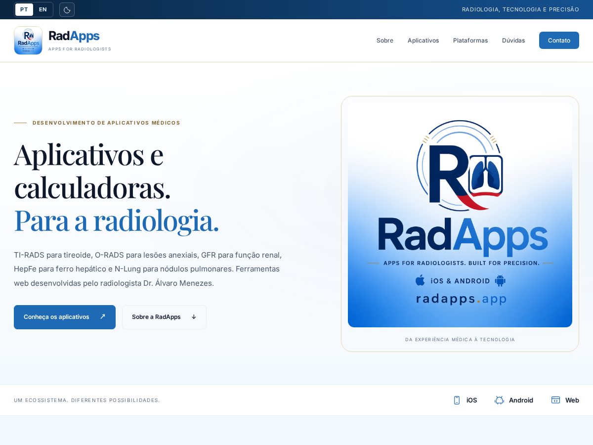 Landing-page snapshot of radapps.app