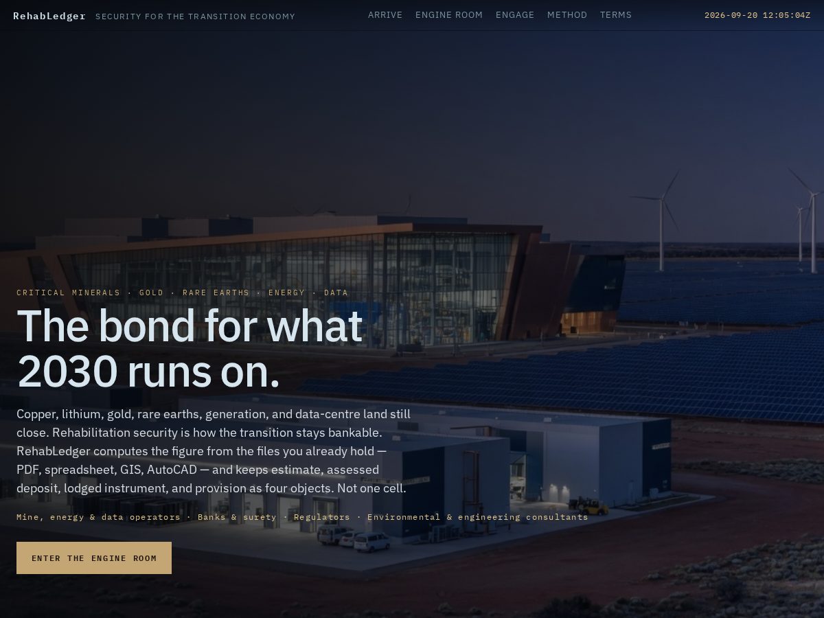 Landing-page snapshot of rehabledger.net