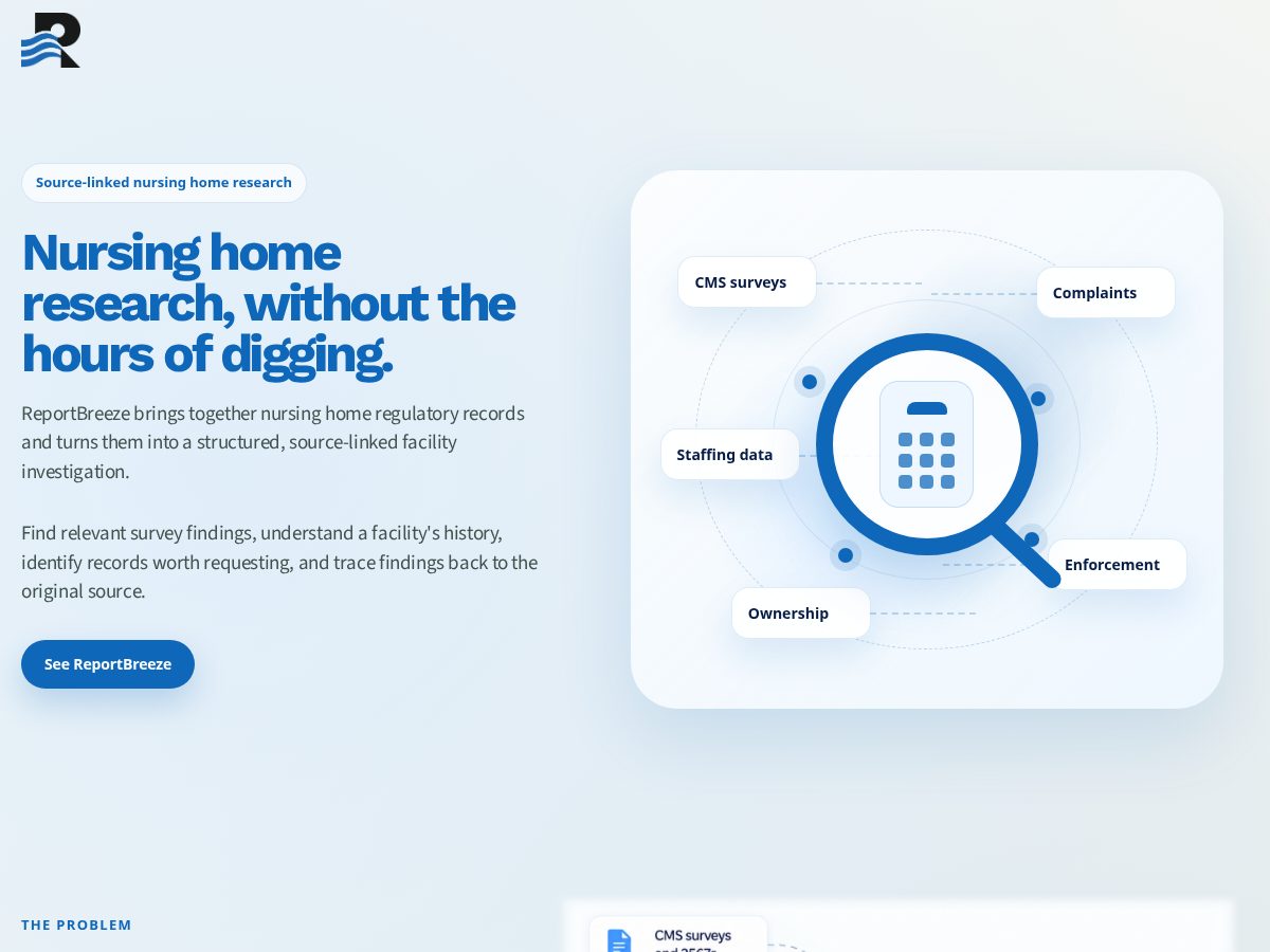 Landing-page snapshot of reportbreeze.com