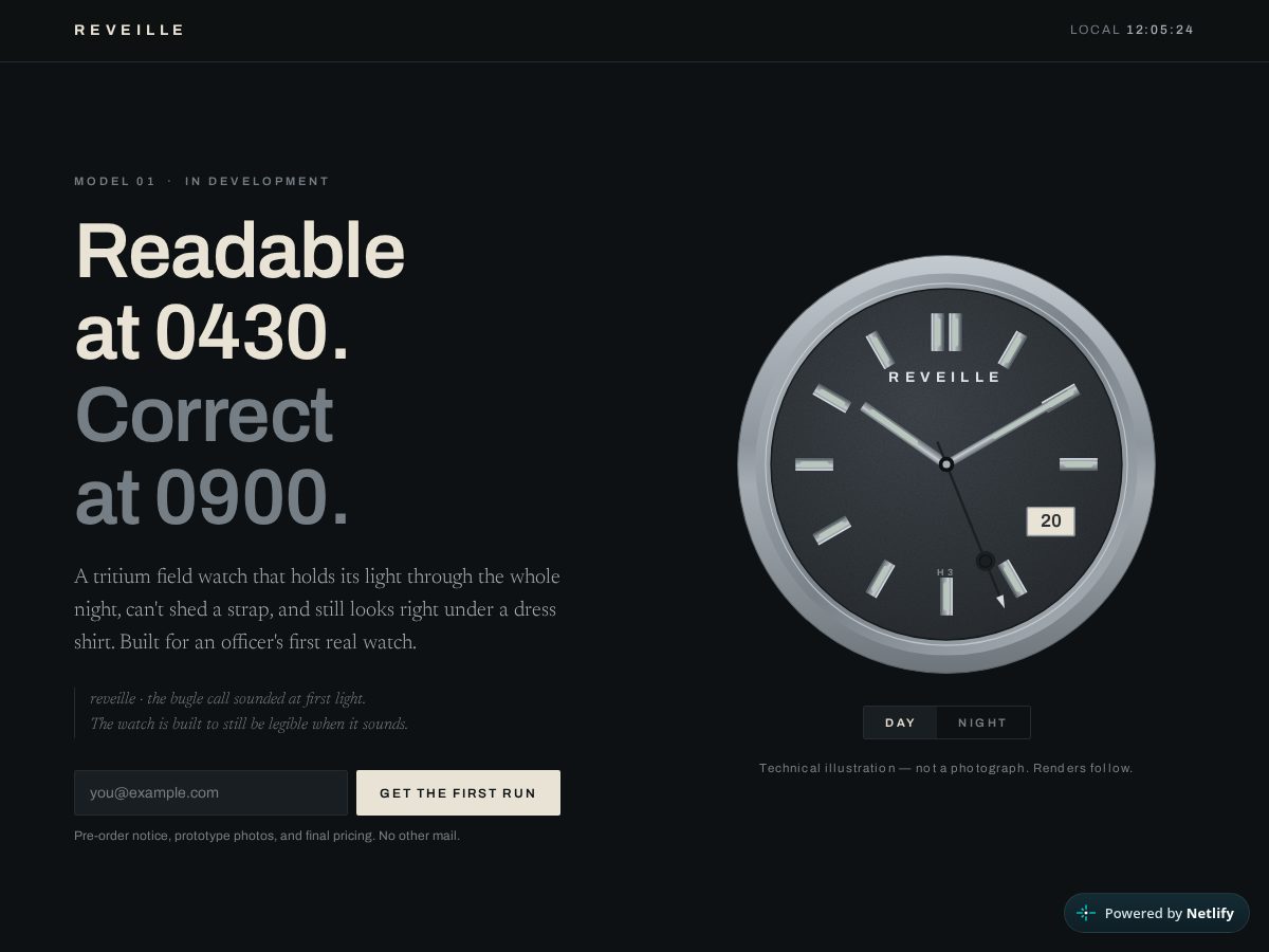 Landing-page snapshot of reveillewatches.com