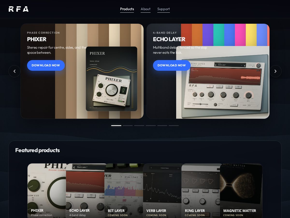 Landing-page snapshot of riverfluxaudio.com