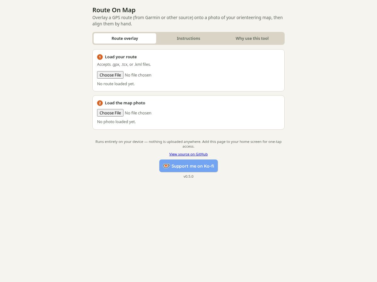 Landing-page snapshot of route-on-map.com