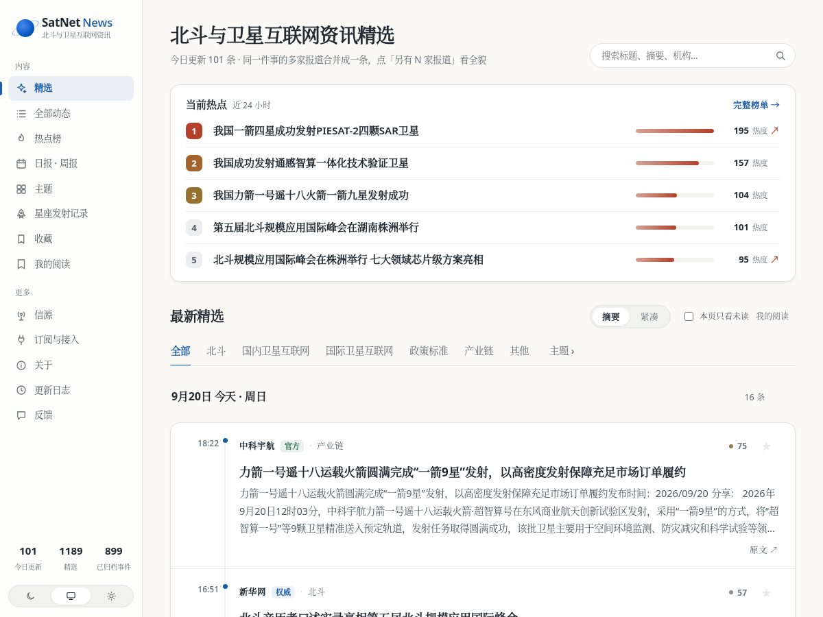 Landing-page snapshot of satnet.news