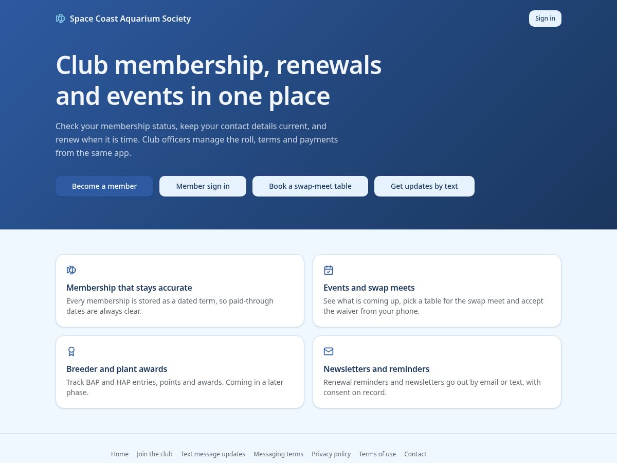 Landing-page snapshot of scas.fish