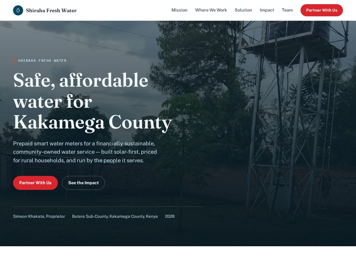 Landing-page snapshot of shirahafreshwater.com