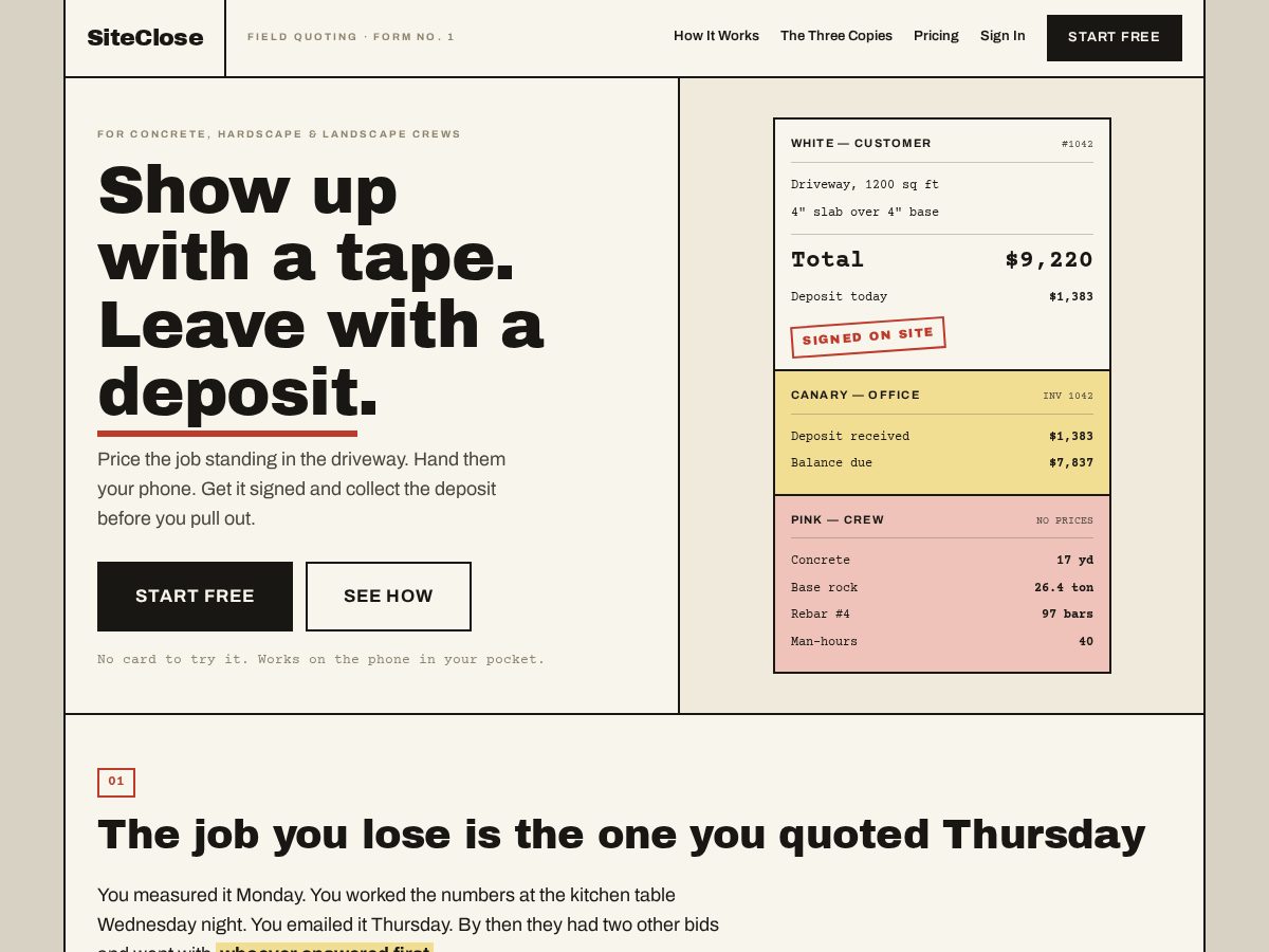 Landing-page snapshot of siteclose.app