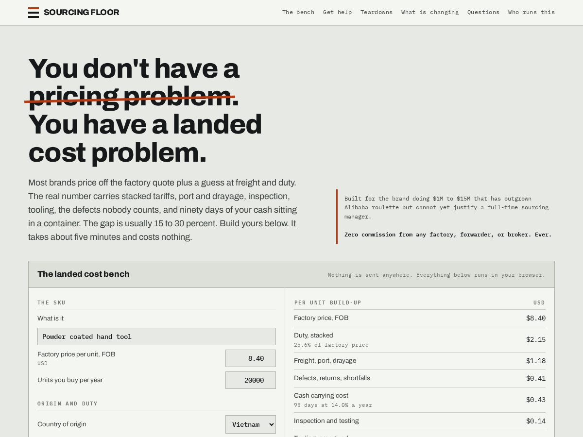 Landing-page snapshot of sourcingfloor.com
