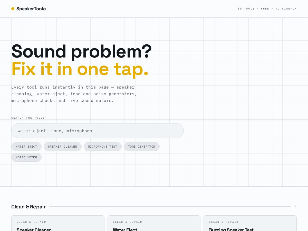 Landing-page snapshot of speakertonic.site