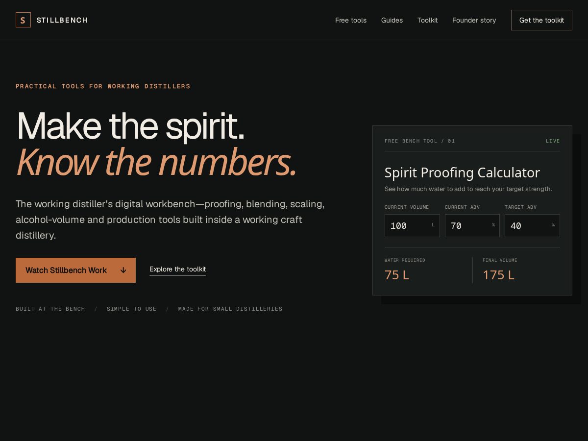 Landing-page snapshot of stillbench.com