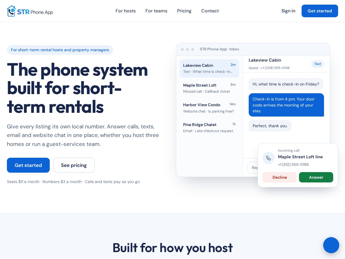 Landing-page snapshot of strphone.app