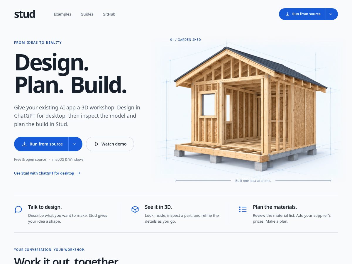 Landing-page snapshot of stud.tools