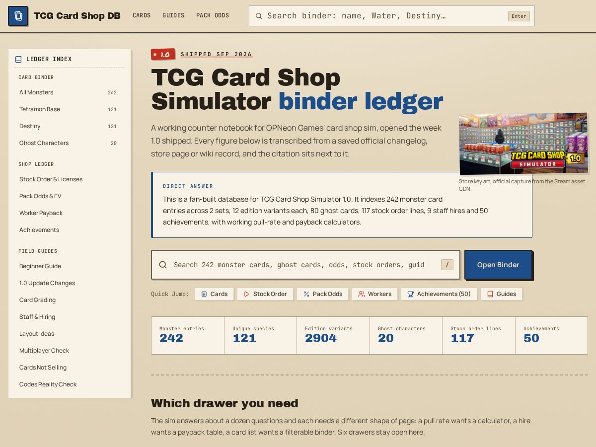 Landing-page snapshot of tcgcardshopdb.wiki