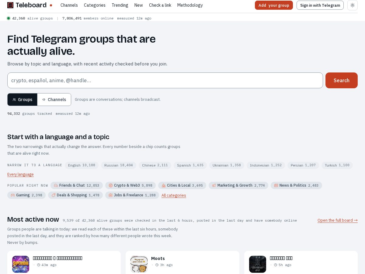 Landing-page snapshot of telegram.exposed