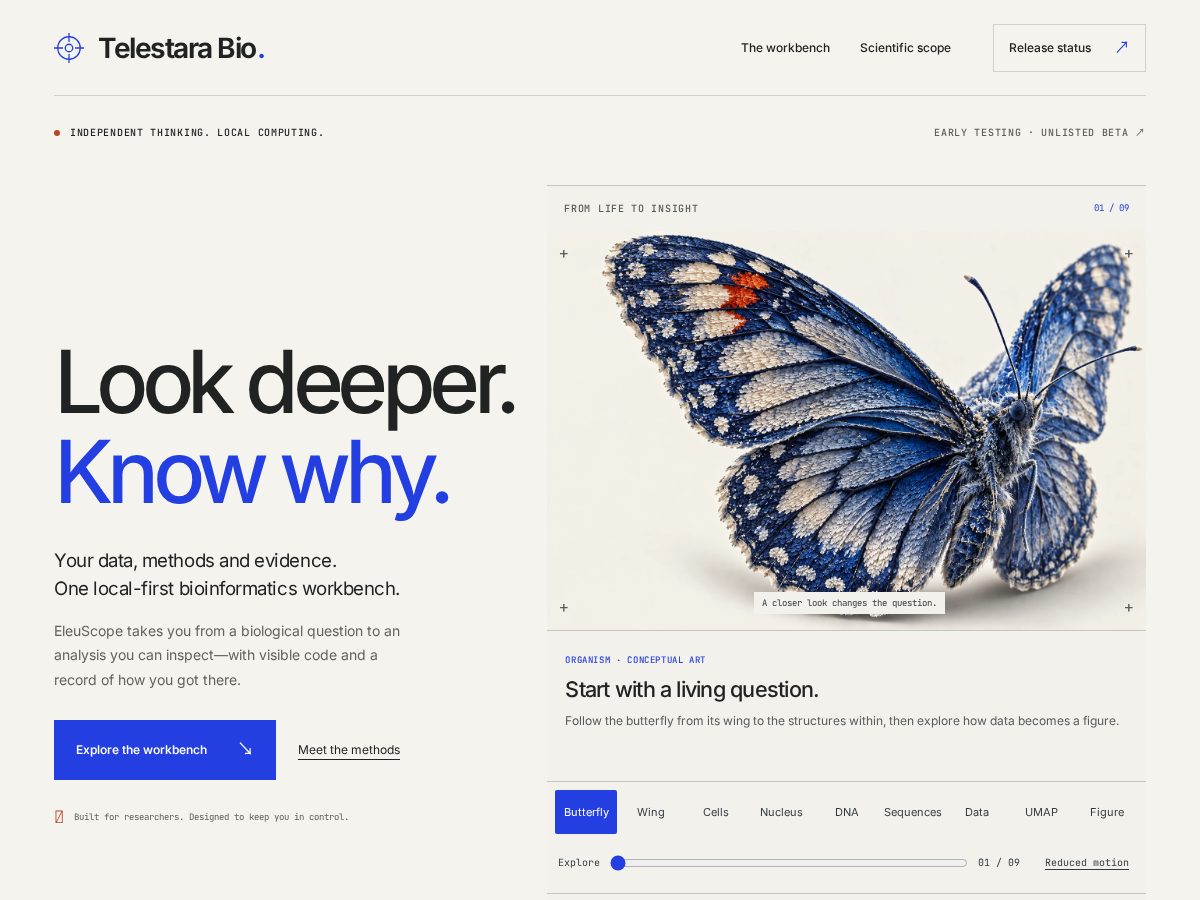 Landing-page snapshot of telestarabio.com