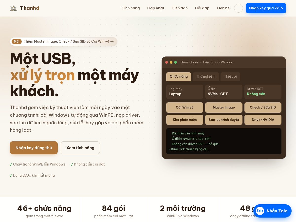 Landing-page snapshot of thanhd.com