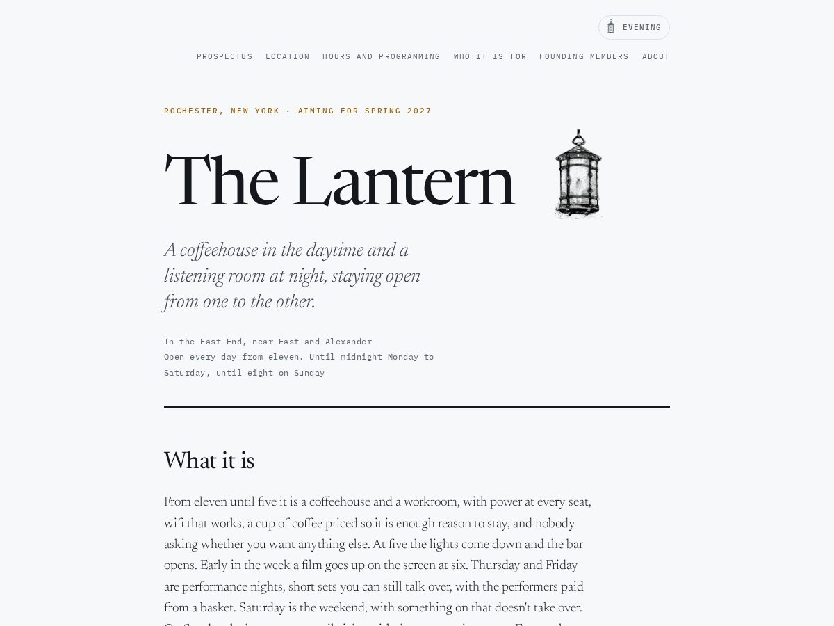 Landing-page snapshot of thelanternroc.com