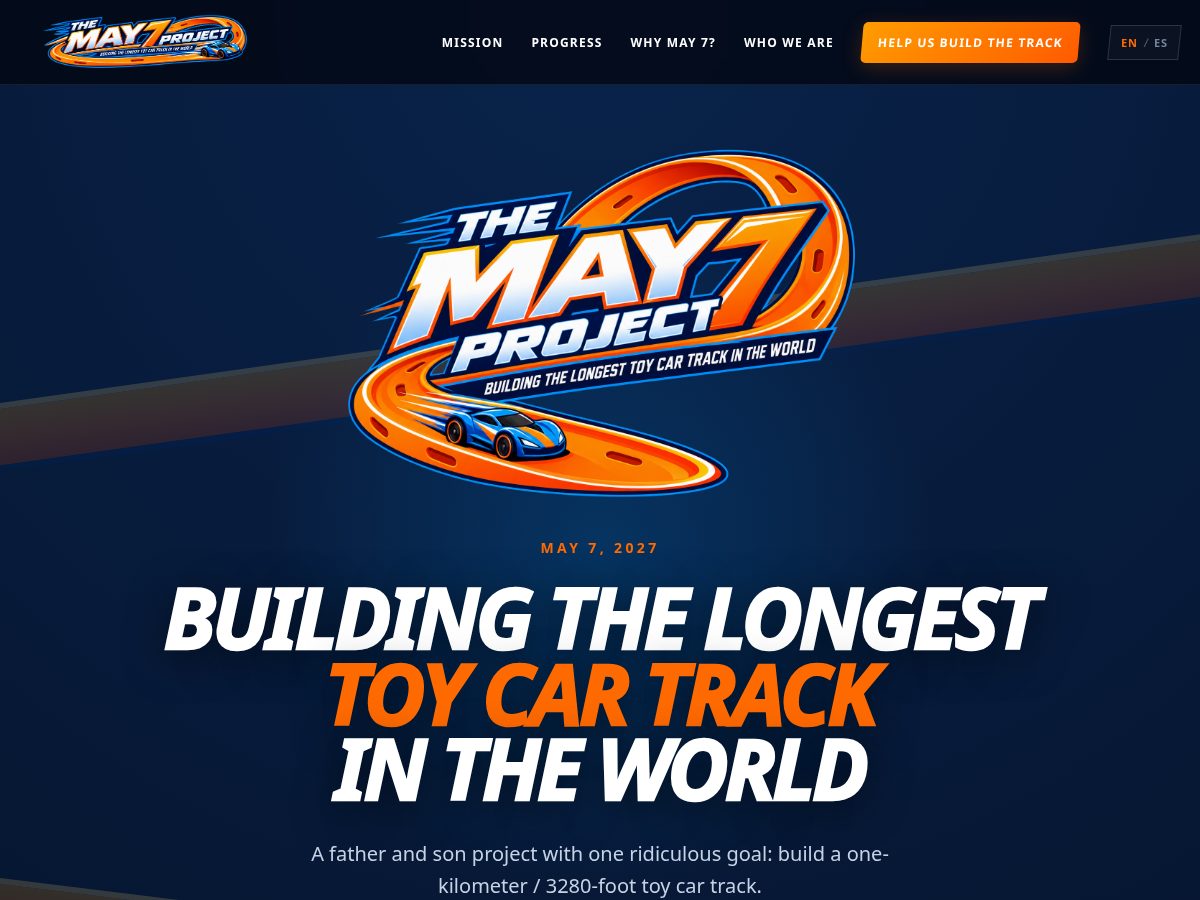 Landing-page snapshot of themay7project.com
