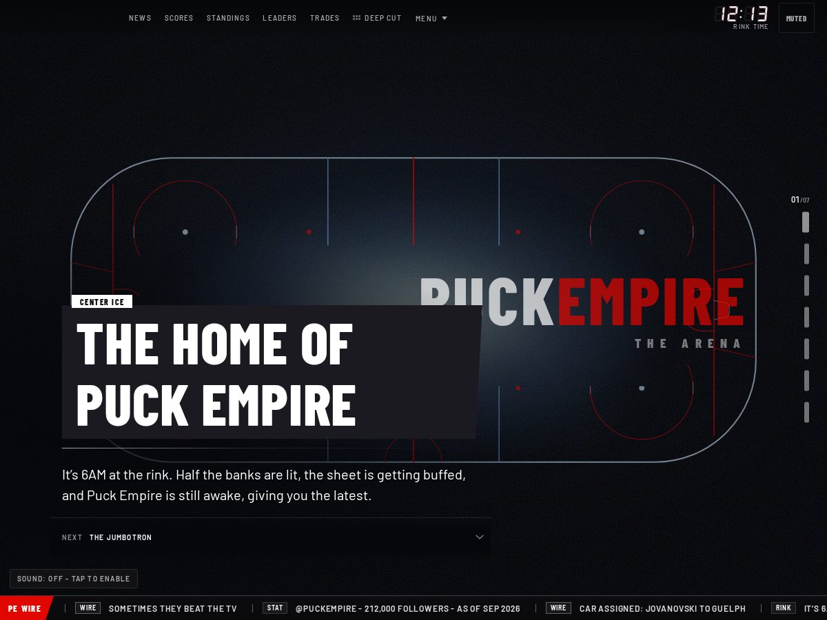Landing-page snapshot of thepuckempire.com