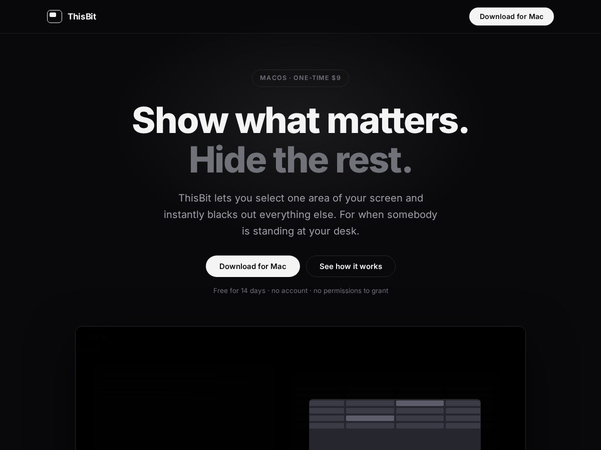 Landing-page snapshot of thisbit.app