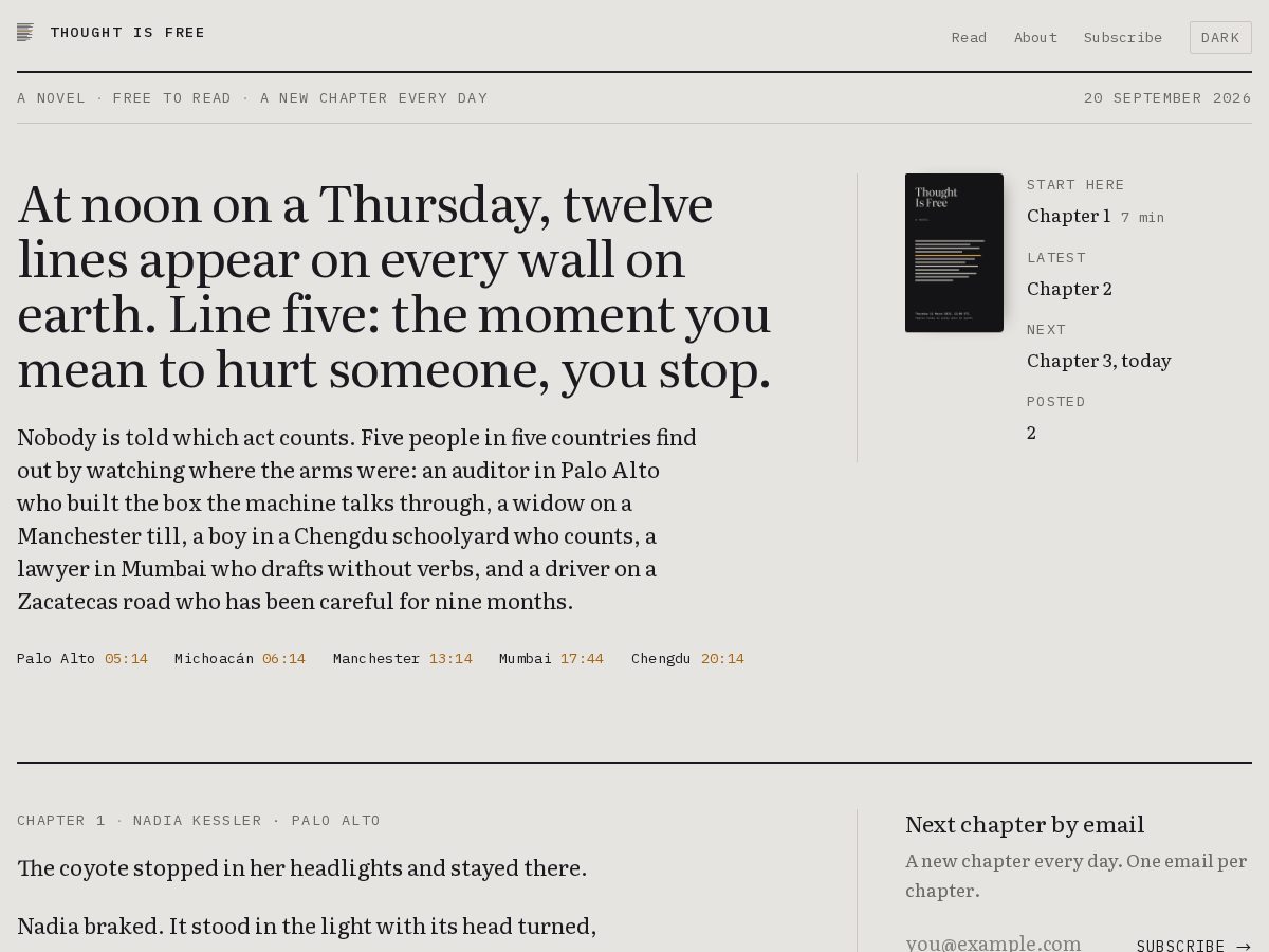Landing-page snapshot of thought-is-free.com