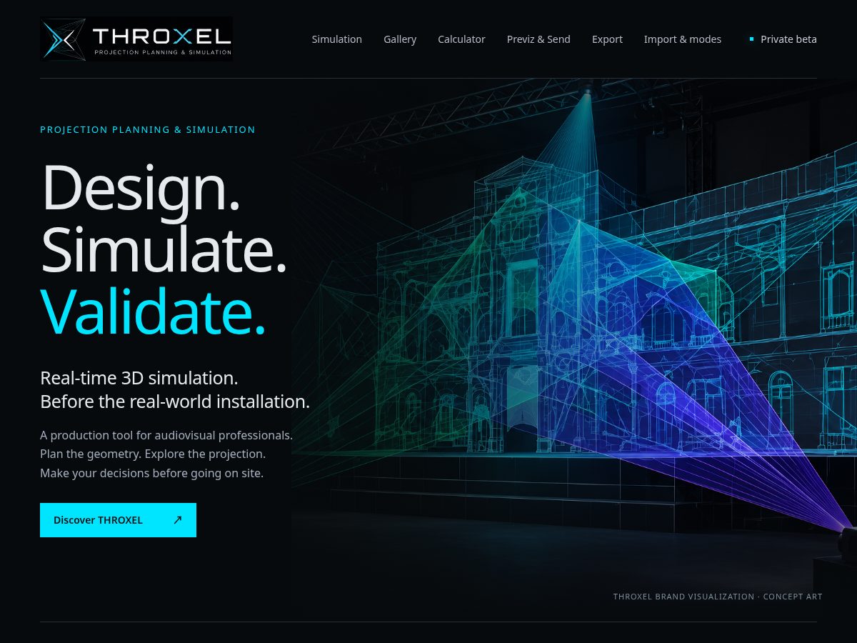 Landing-page snapshot of throxelsimulation.com