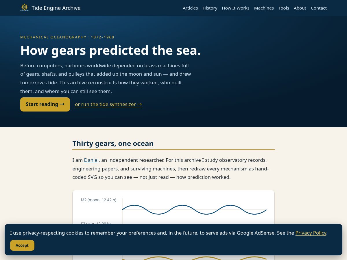 Landing-page snapshot of tideenginearchive.com