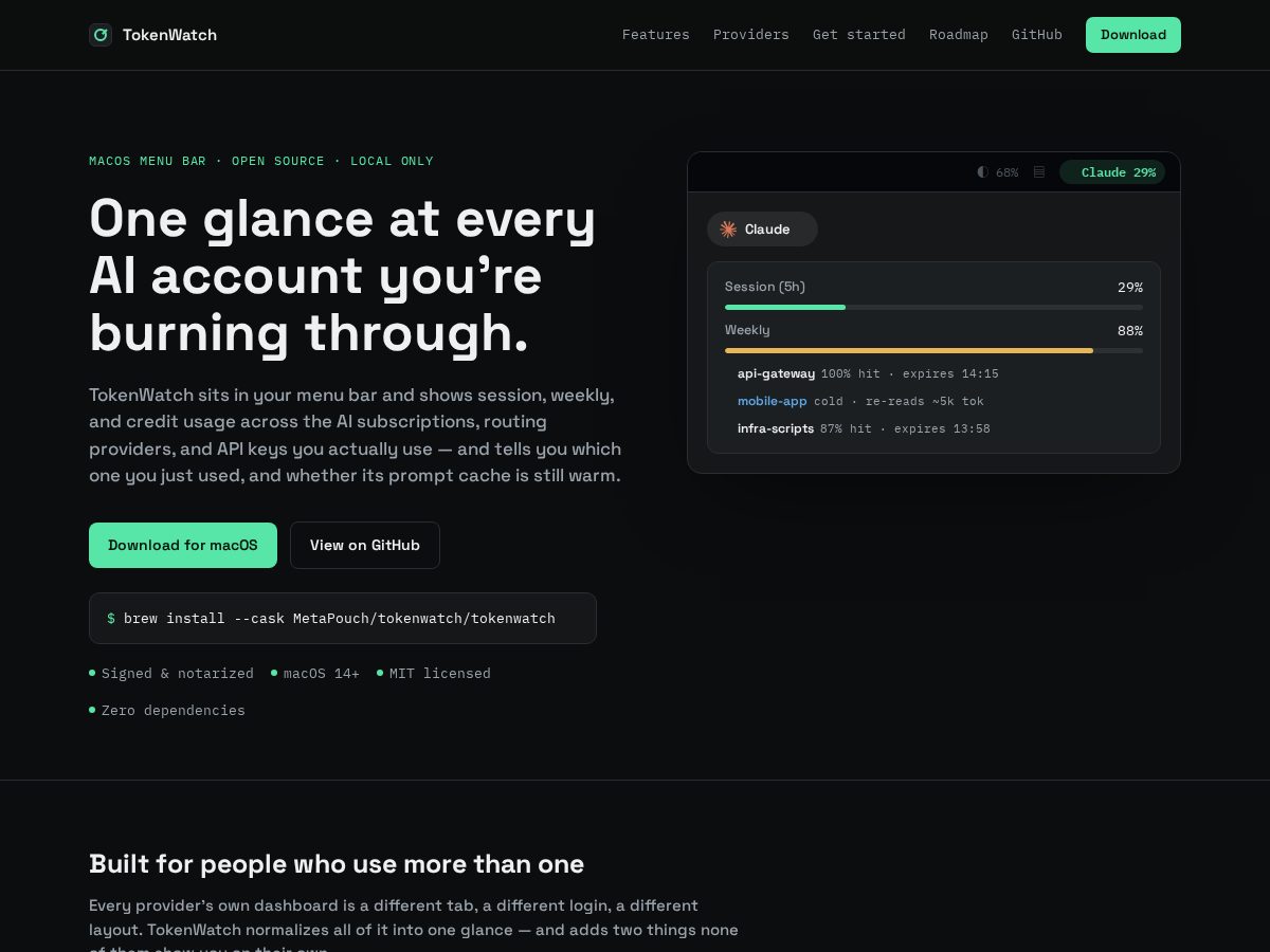 Landing-page snapshot of tokenwatch.fyi