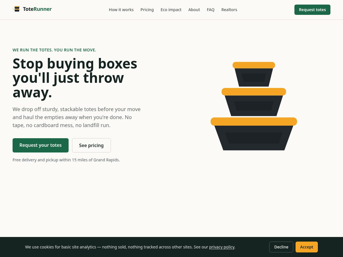 Landing-page snapshot of toterunnergr.com