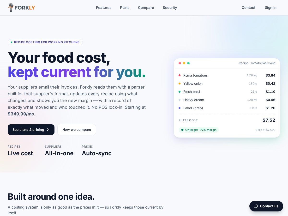 Landing-page snapshot of tryforkly.com