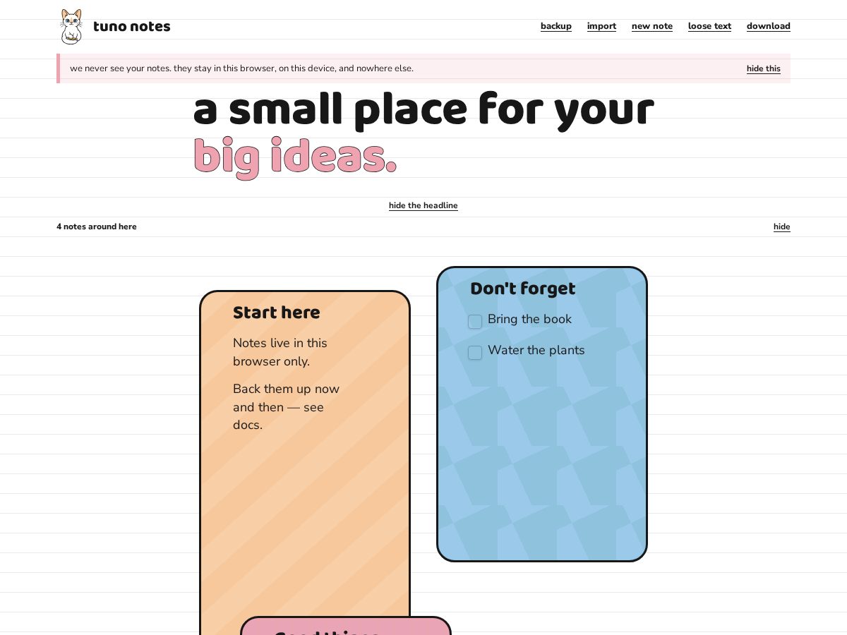 Landing-page snapshot of tuno.place