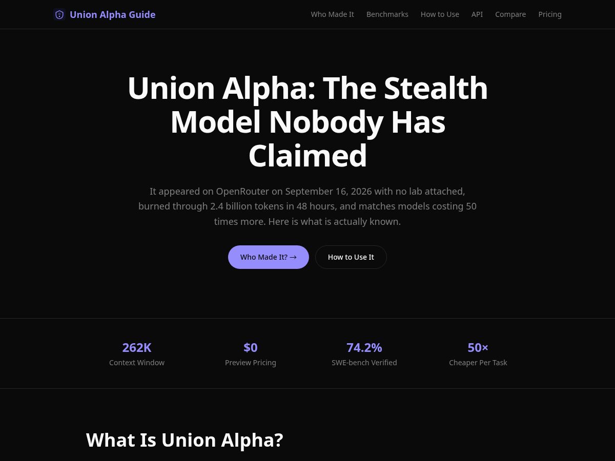 Landing-page snapshot of unionalpha.site