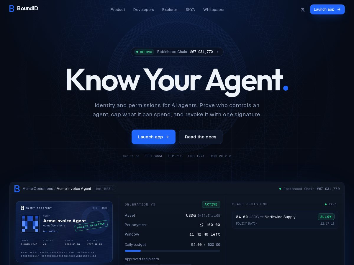 Landing-page snapshot of useboundid.com