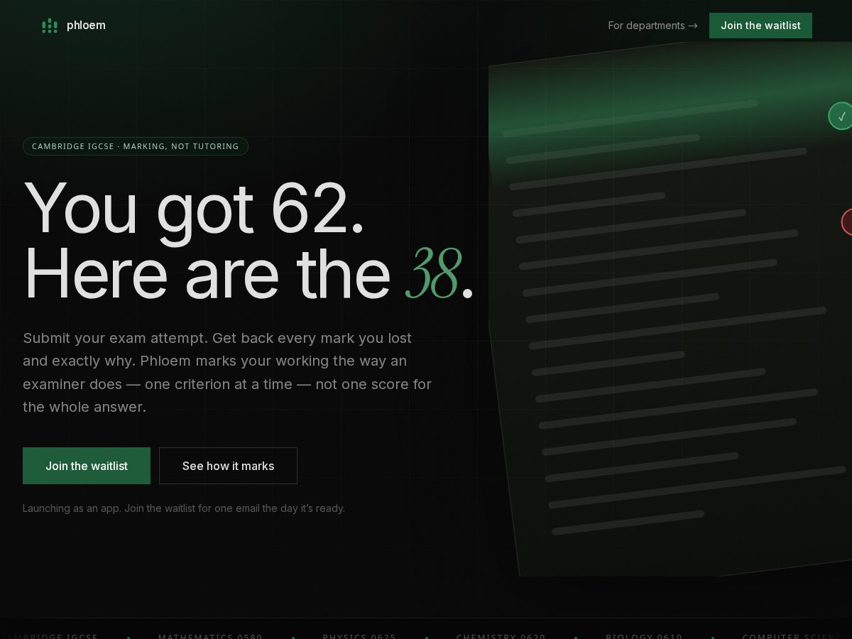 Landing-page snapshot of usephloem.com
