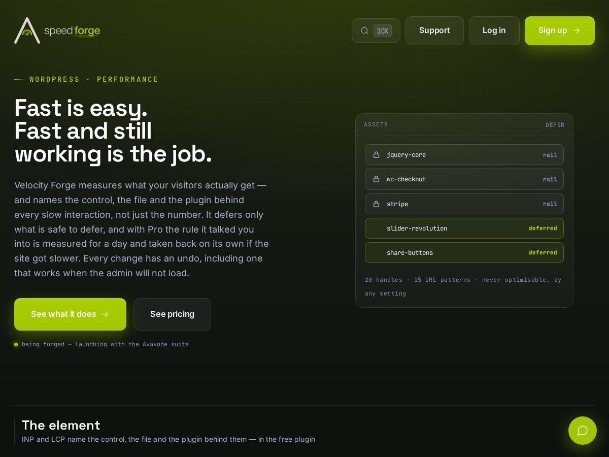 Landing-page snapshot of velocityforge.app