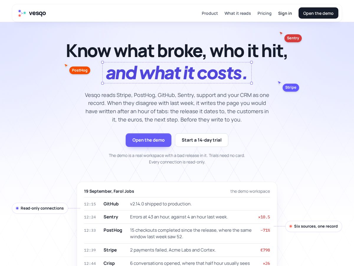 Landing-page snapshot of vesqo.app