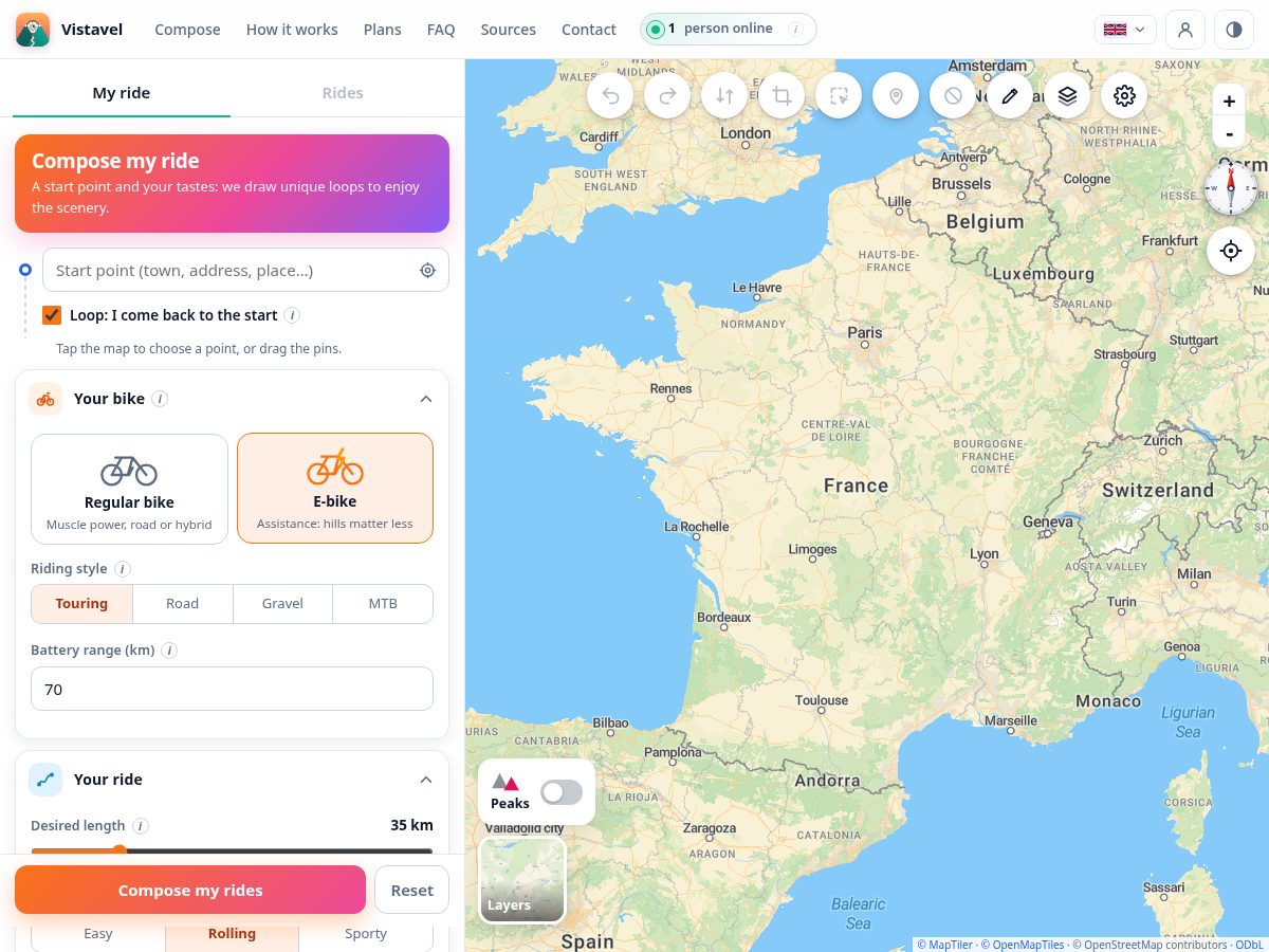 Landing-page snapshot of vistavel.bike