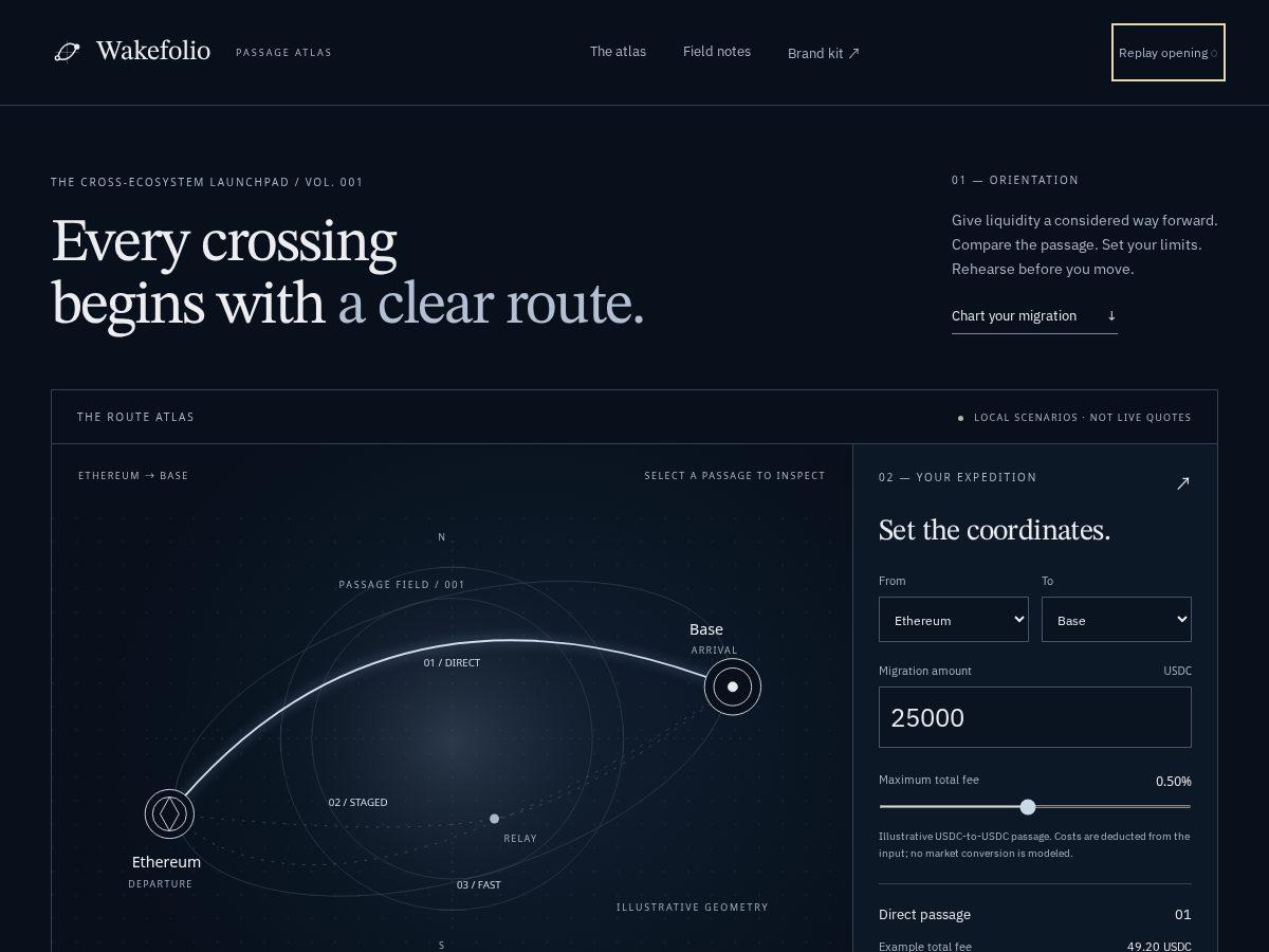 Landing-page snapshot of wakefolio.xyz