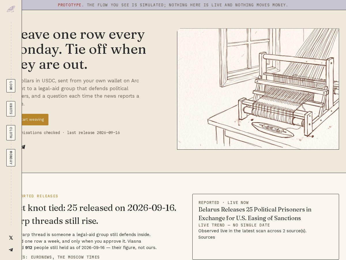 Landing-page snapshot of weavewithweft.xyz