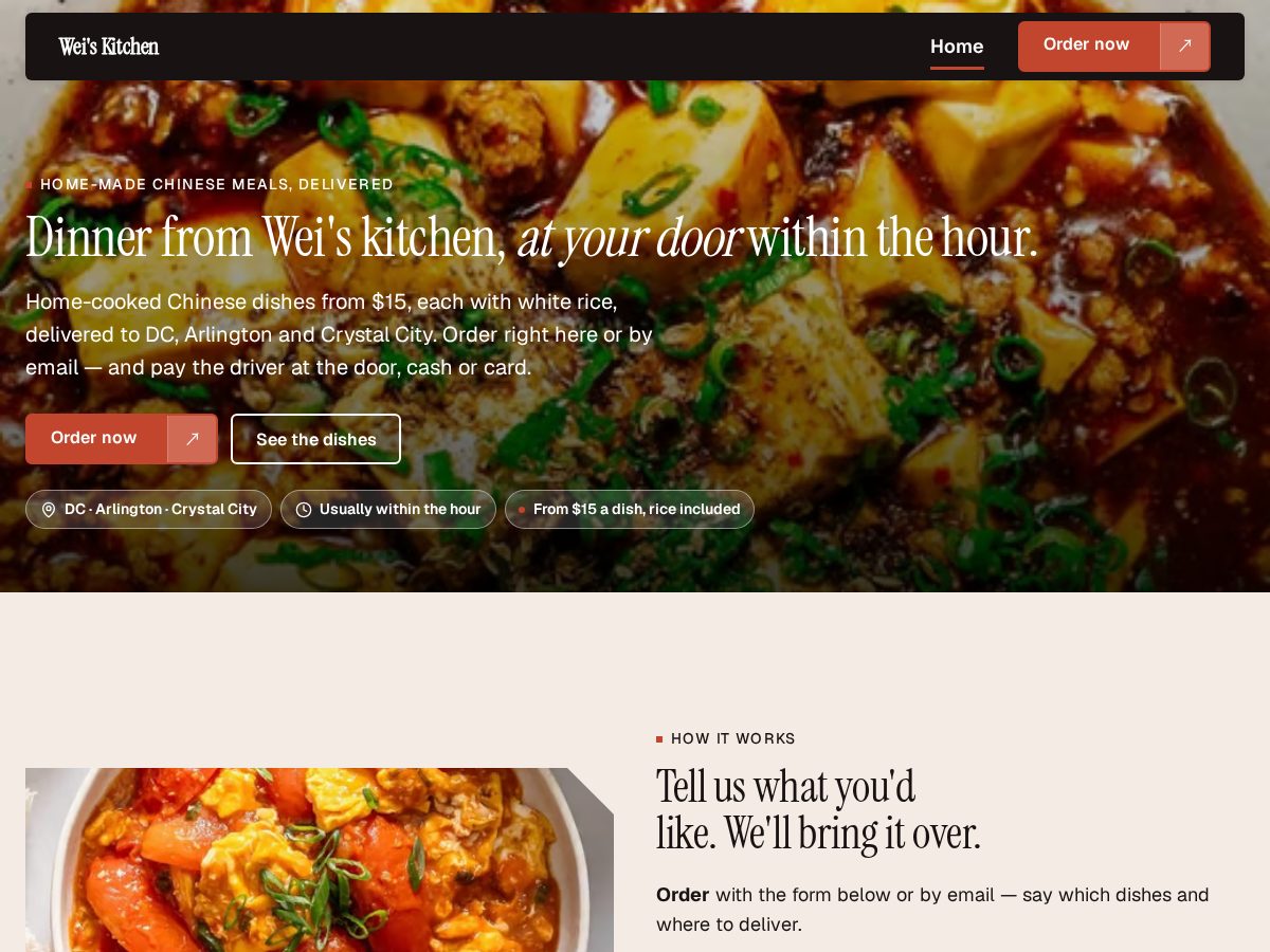 Landing-page snapshot of weiskitchen.app