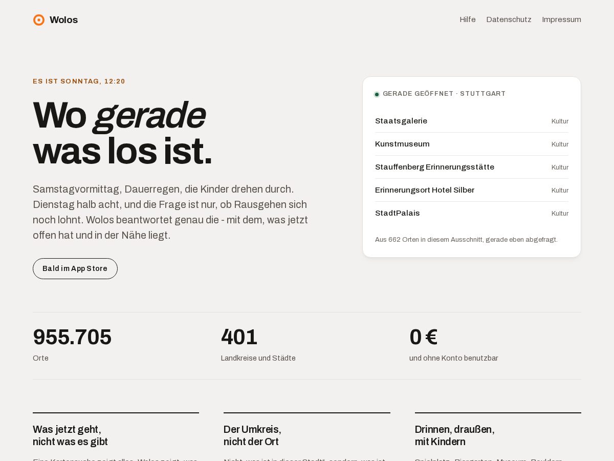 Landing-page snapshot of wolos.app